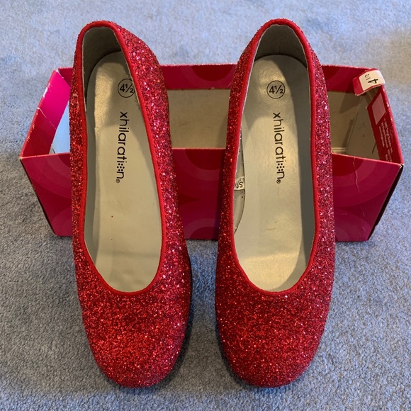 red glitter slippers